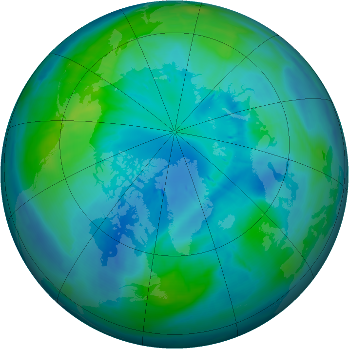 Arctic ozone map for 08 October 2008